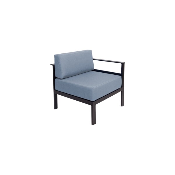 Bfm Seating Belmar Left Arm Sofa Section with Sunbrella cushions, Sand Black Frame PH6101BL-L-14059 - main