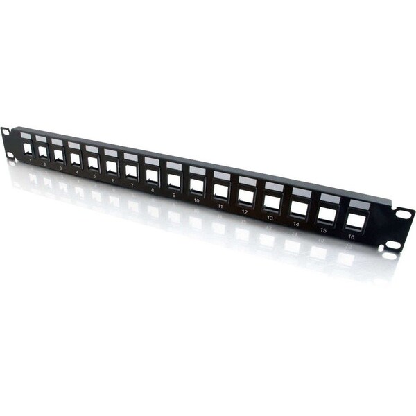 C2G BLANK KEYSTONE PATCHPANEL 16-PORT- CUTOUTS ACCEPT VIRTUALLY ALL SNAP-IN JACKS; A 3858 - main