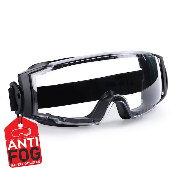 Bison Life SplashPro Safety Goggles Over Glasses, Anti-Fog UV400 Eye Protection, ANSI Z87.1 Protective Eyewear BPES-SPSG-CLLBKF-1 - main