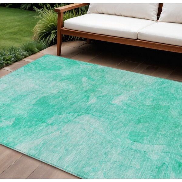 Homeroots 10' X 14' Teal Blue And Aqua Nautical Washable Indoor Outdoor Area Rug 581754 - main