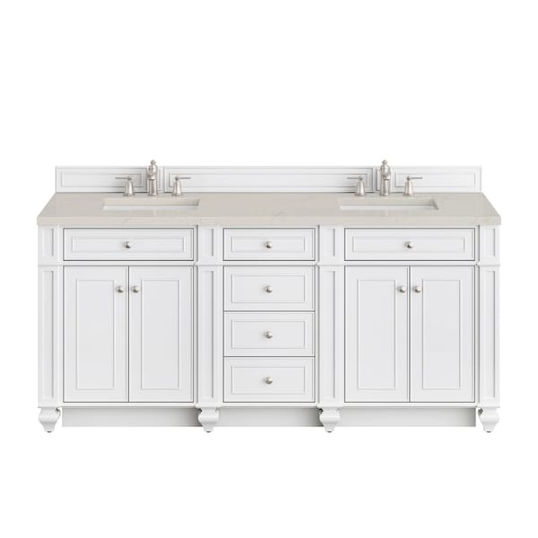 James Martin Vanities Bristol 72" Double Vanity, Bright White, w/ 3 CM Siberian Silestone Top 157-V72-BW-3SFR - main