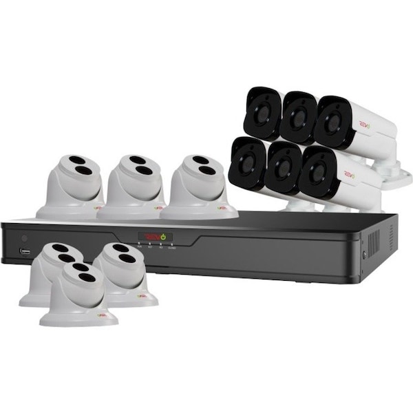 Revo America Ultra HD 16 Channel 4TB NVR Surveillance System with 12 x 4 Megapixel Cameras RU162T6GB6G-4T - main