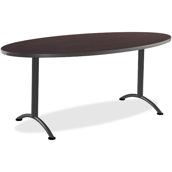 Iceberg ARC Oval Table, Walnut Top, Grey Steel Frame, 36 in W x 72 in L 69424 - main