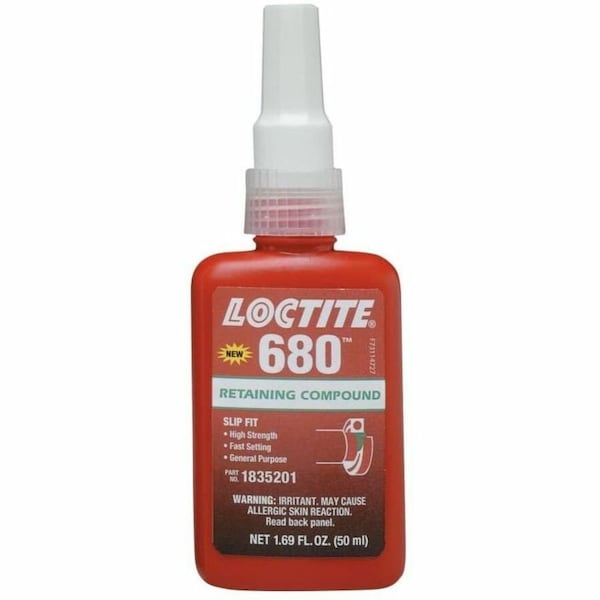 Loctite Retaining Compound, 680 Series, Green, Liquid, High Strength, 50 mL Bottle 1835201 - main