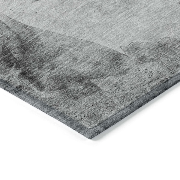 Homeroots 8' X 10' Gray And Silver Horse Washable Indoor Outdoor Area Rug 618676 - main