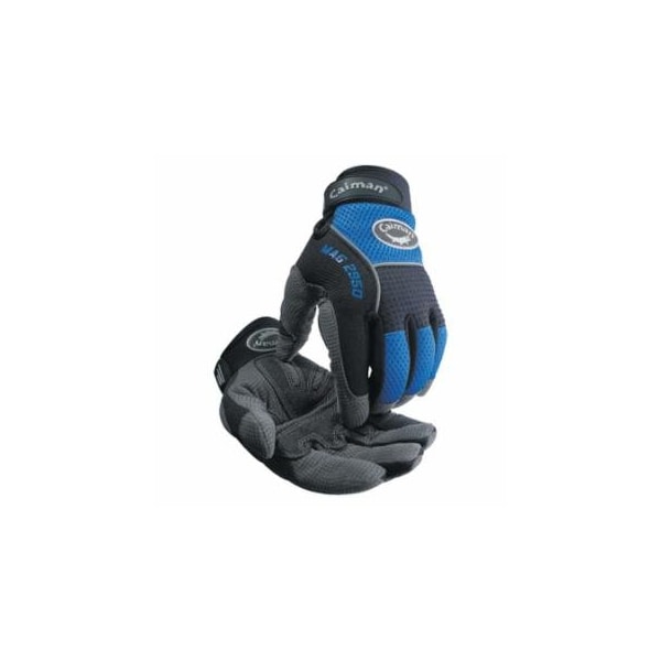 Caiman 2950 Synthetic Leather Padded Palm Grip Mechanics Gloves, 2X-Large, Black/Blue/Gray 607-2950-XXL - main