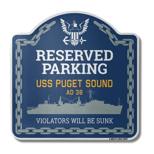 Signmission USS PUGET SOUND AD 38, 18 Inch x 18 Inch, Heavy Gauge Aluminum A-DES-N-1818-3587 - main