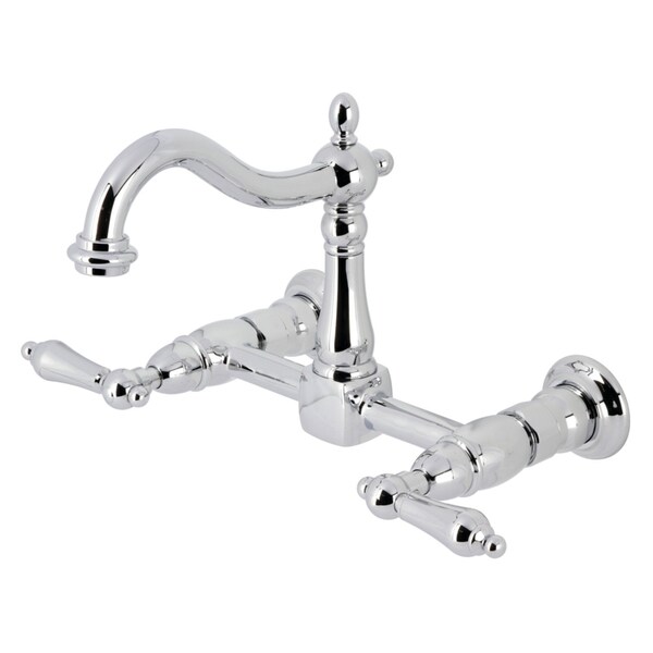 Kingston Brass Two-Handle Wall Mount Bridge Kitchen Faucet, Polished Chrome KS1261AL - main