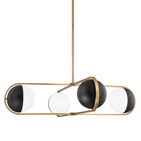 Troy Lighting Willard 4 Light Chandelier 41.5 In. Patina Brass F9942-PBR/SBK - main