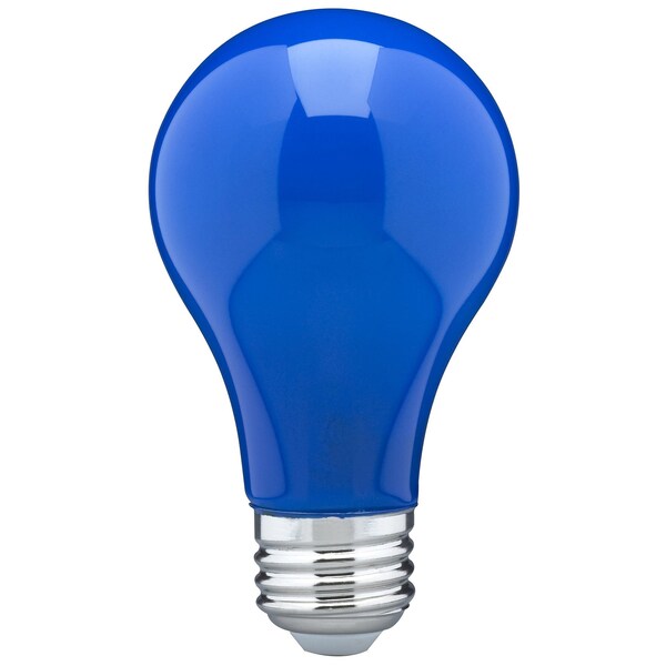 Satco 8 Watt A19 LED, Ceramic Blue, Medium base, 360 deg. Beam Angle, 120 Volt S14985 - main
