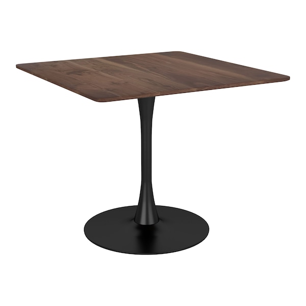Homeroots 35" Natural and Black Wood and Steel Pedestal Base Square Dining Table 602240 - main