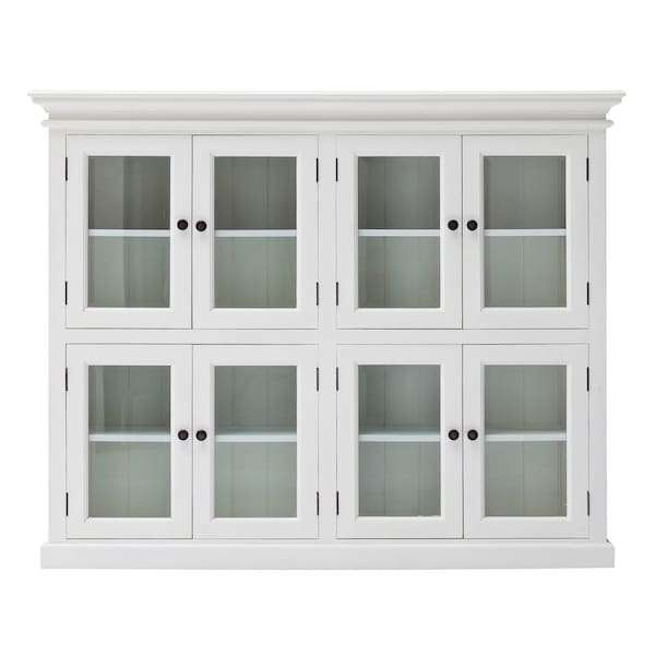 Homeroots 52in White Wood and Glass Two Level Storage Cabinet 397841 - main