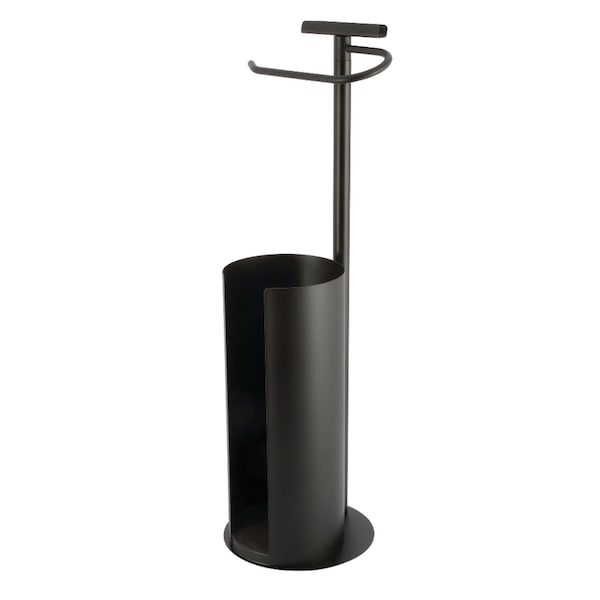 Kingston Brass Freestanding Toilet Paper Holder with Roll Storage and Phone Stand, Matte Black CC2030 - main