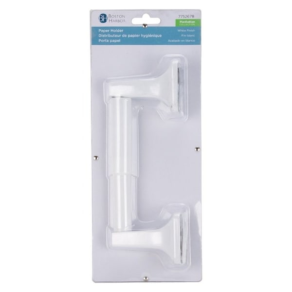 Boston Harbor Paper Holder, Plastic/Zinc, White, Wall Mounting L3656-51-07-3L - main