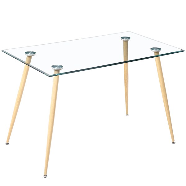 Homeroots 47" Clear And Gold Glass And Steel Dining Table 483380 - main