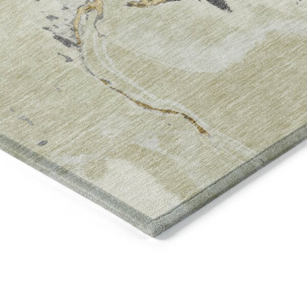 Homeroots 5' X 8' Ivory Gray And Gold Abstract Washable Indoor Outdoor Area Rug 597777 - main
