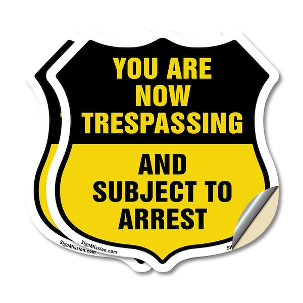 Signmission No Trespassing Shield Sign You Are Now T, 12 inch X 12 inch, Vinyl Decal, 2PK SHI-D-2PACK-12-412 - main