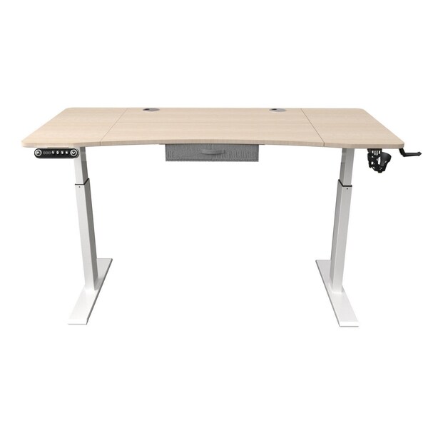 Homeroots Adjustable Height Oak and White Metal And Wood Hi Low Sit Or Stand Desk 558231 - main