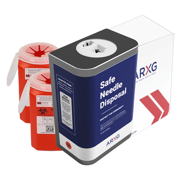 Arxg 1.5qt Mail-In Take Back Sharps Container and Wall Mount System Bundle, 2PK NS 5942 - main