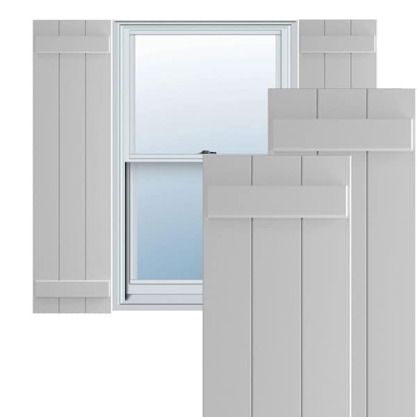 Ekena Millwork True Fit PVC Three Board Joined Board-n-Batten Shutters, Primed, 16 1/8"W x 32"H TFP101BBF16X032PR - main