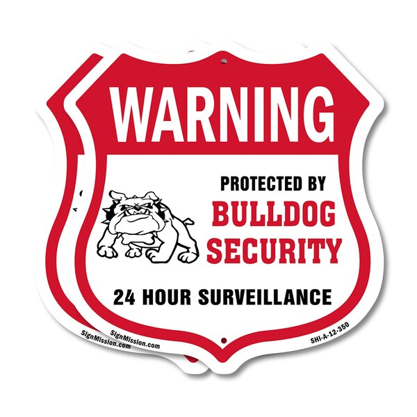 Signmission 24 Hour Surveillance Shield Sign Warning, 12 inch X 12 inch, Aluminum Metal Sign, 2PK SHI-A-2PACK-12-350 - main
