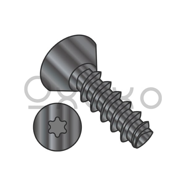Oxoxo 4-20X1/4 6 Lobe Flat Undercut Plastite Alternative 48-2 Fully Threaded Black Oxide & Wax, 10000PK 517232 - main