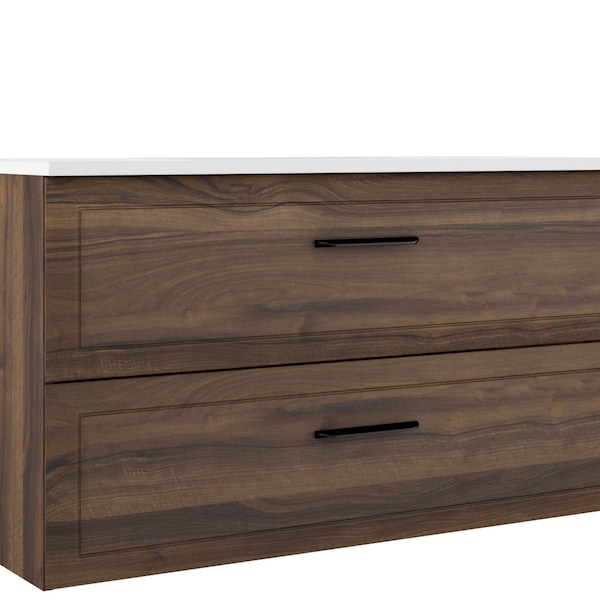 Homeroots 40" Dark Brown Wood Freestanding Bathroom Vanity With White Sink And Two Drawers 627388 - main