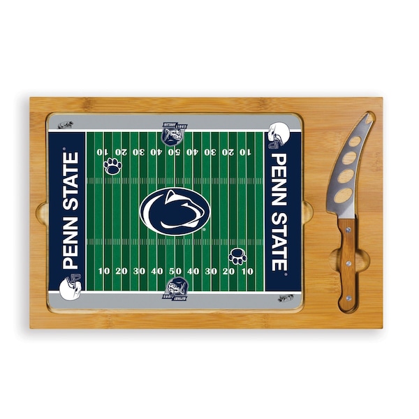 Picnic Time Family Of Brands NCAA Penn State Nittany Lions Football Field Icon Glass Top Cutting Board & Knife Set 910-00-505-494-0 - main