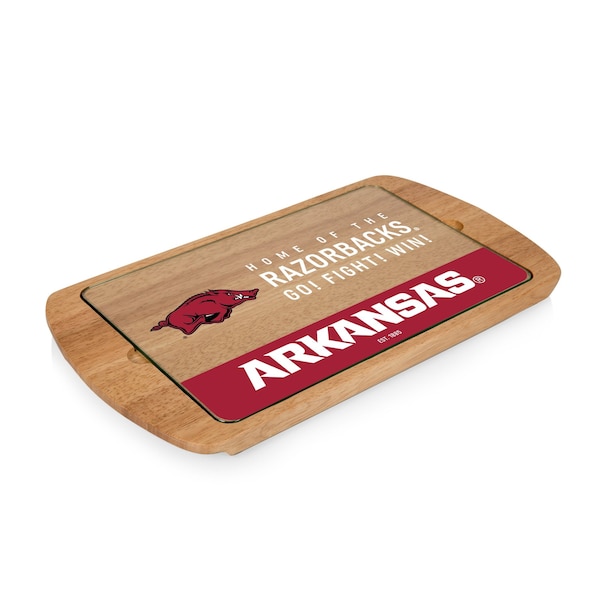 Picnic Time Family Of Brands NCAA Arkansas Razorbacks Billboard Glass Top Cheese Board - Charcuterie Boards, Parawood 911-01-505-034-0 - main
