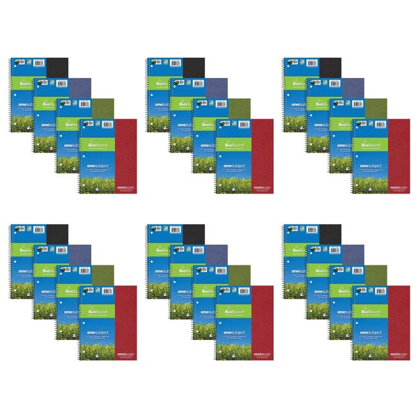 Roaring Spring Case of Environotes Recycled 1 Subject Spiral Notebook, College Ruled, 11"x8.5" 70 sht, Asstd Covers, PK24 13361cs - main