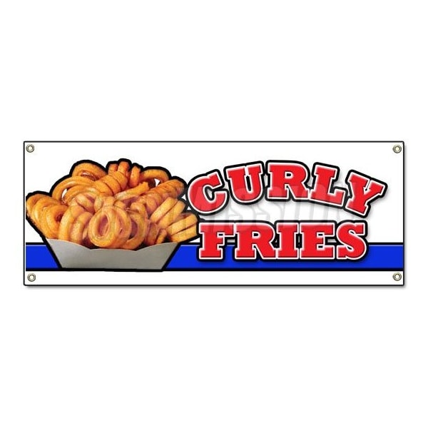 Signmission CURLY FRIES BANNER SIGN potato fries burgers restaurant fried ketchup B-Curly Fries - main