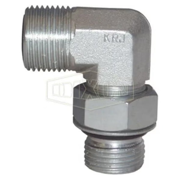 Dixon Hydraulic Elbow, 1-3/16-12 x 1-1/16-12 Nominal, Male Flat Face x Male SAE O-Ring Boss, Steel, Domes FS6801-12-12 - main