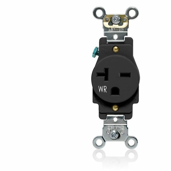 Leviton PlugsandRcptcls, 20A, 250VAC, Blk, Nylon, PK1 W5461-E - main