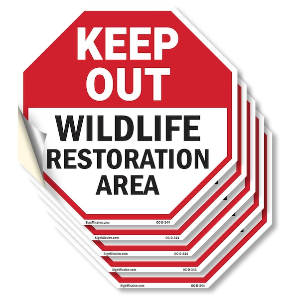Signmission Keep Out Wildlife Restoration Area, 4 inch X 4 inch, Vinyl Decal, 5PK OC-D-5PACK-4-344 - main