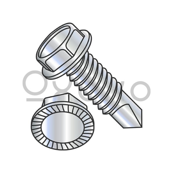 Oxoxo 1/4-20X1 7/16 A/F Hd Hgt.172-.190 Unslot Ind Hexwash Serrate Self Drill F/T #2 Zinc Bake, 2500PK 575177 - main