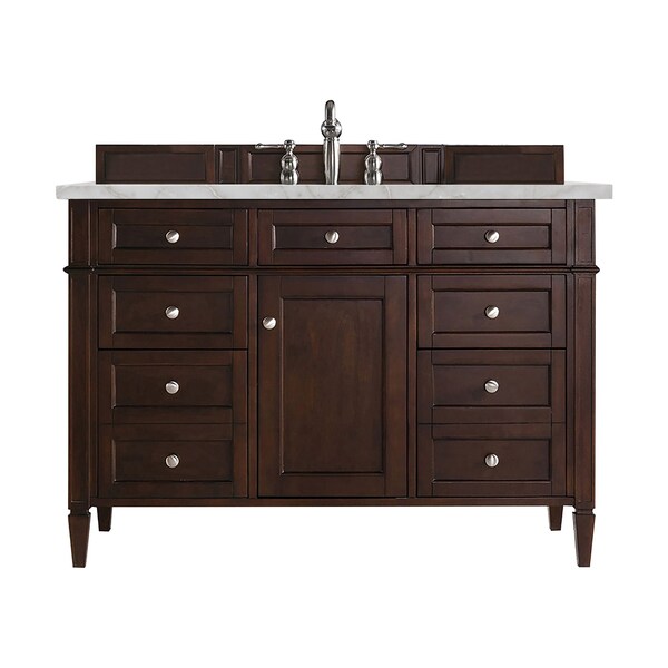 James Martin Vanities Brittany 48'' S Vanity, Burnished Mahogany w/ Victorian Sil Silestone Top w/ Wireless Charger 650-V48-BNM-FVSL - main