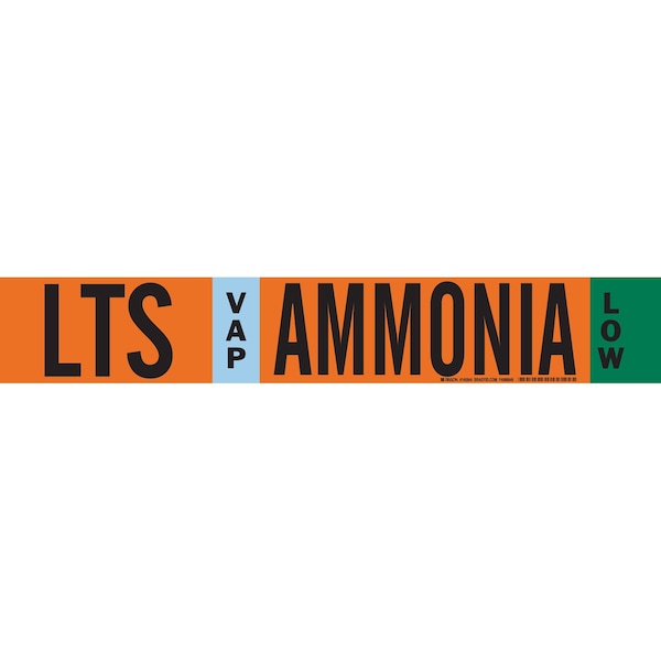 Brady LTS VAP AMMONIA LOW Pipe Marker, 2.25in H x 14in W, Fits Pipes 2.5in Dia. Thru 7.875in Dia. 145844 - main