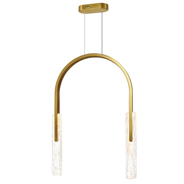 Cwi Lighting Curva Integrated LED 22in Brass Chandelier with Handcrafted Glass 1725P22-2-624 - main