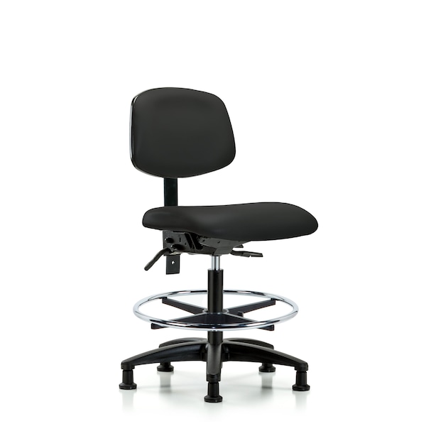 Blue Ridge Ergonomics Chair, Vinyl, Med Bench, Tilt CF Glides, Blk, No Arms, 22" to 29" Height, Black BR-VMBCH-RG-T1-A0-CF-RG-8540 - main