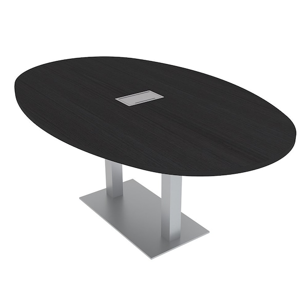 Skutchi Designs Boval Conference Table With Power Unit, 48 in W, 84 in L, Black HAR-BOVL-48X84-DOU-U999ST19-ESIL - main