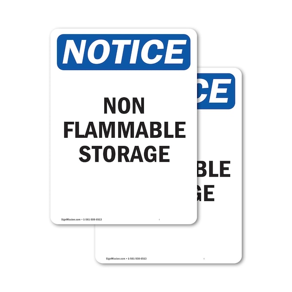 Signmission Non Flammable Storage OSHA Notice Sign, Vinyl Decal, 7in W x 10in L, 2PK OS-2PACK-NS-D-710-V-15052 - main