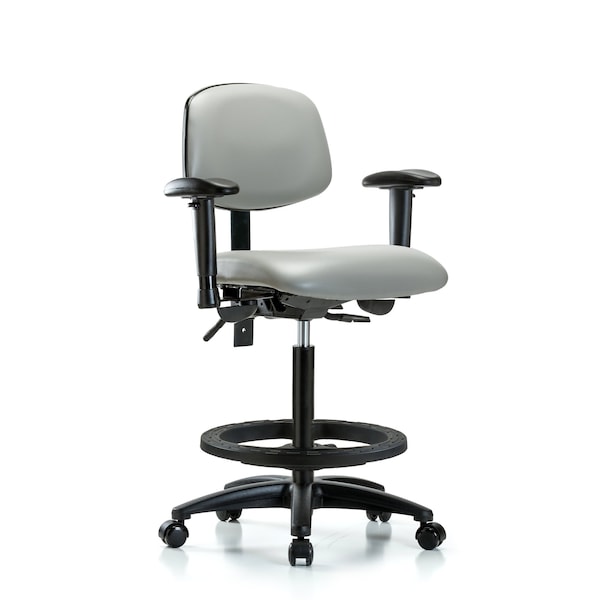 Blue Ridge Ergonomics Chair, Poly, Med Bench, BF Casters, 6-Way Adjustable, 26" to 35" Height, Dove BR-VHBCH-RG-T1-A1-BF-RC-8567 - main