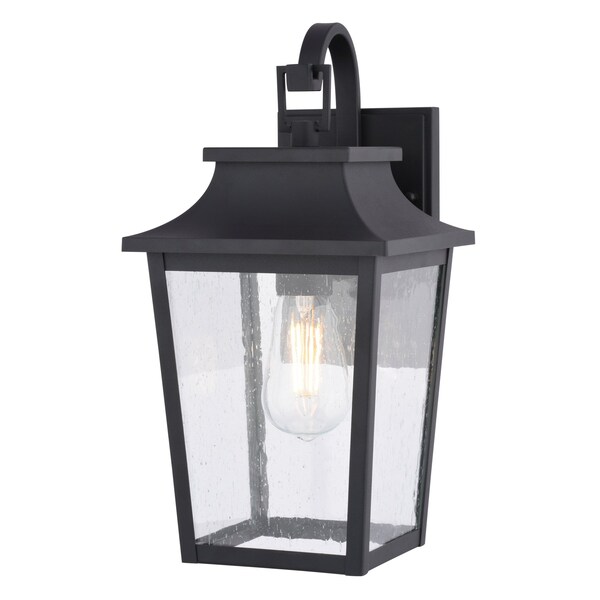 Vaxcel Irving Park Black Outdoor Wall Sconce Light, Clear Seeded Glass, Dimmable T0806 - main