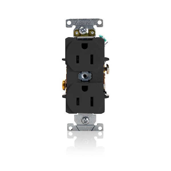 Leviton Duplex Receptacle Outlet, 15A, Black, 125V 5252-E - main
