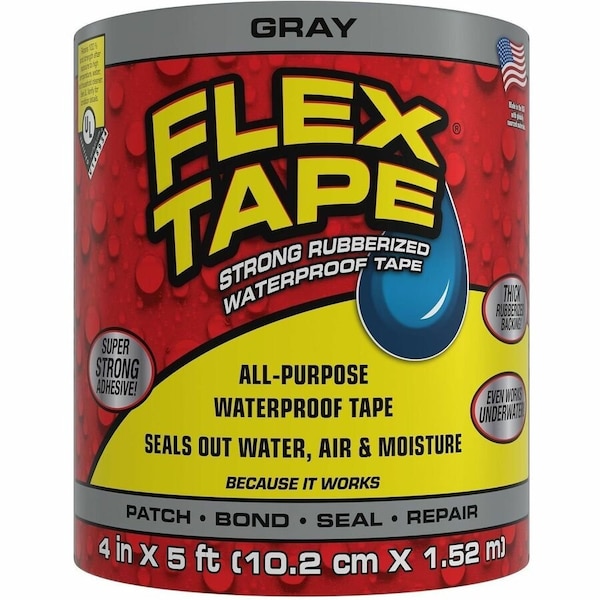 Flex Tape Flex Seal Family of Products Flex Tape 4 in. W X 5 ft. L Gray Waterproof Repair Tape TFSGRYR0405 - main