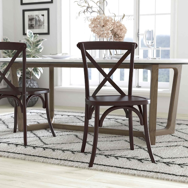 Flash Furniture Advantage Walnut X-Back Chair, PK2 X-BACK-W-2 - main