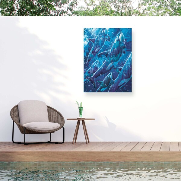 Trademark Fine Art Outdoor Canvas Art Michael David Ward Orcas Rising 2 Wall Art for Patios, or Gardens GRL02375-OC2432WR - main