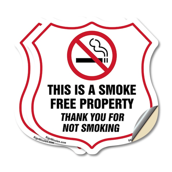 Signmission No Smoking Shield Sign This Is A Smoke F, 18 inch X 18 inch, Vinyl Decal, 2PK SHI-D-2PACK-18-402 - main