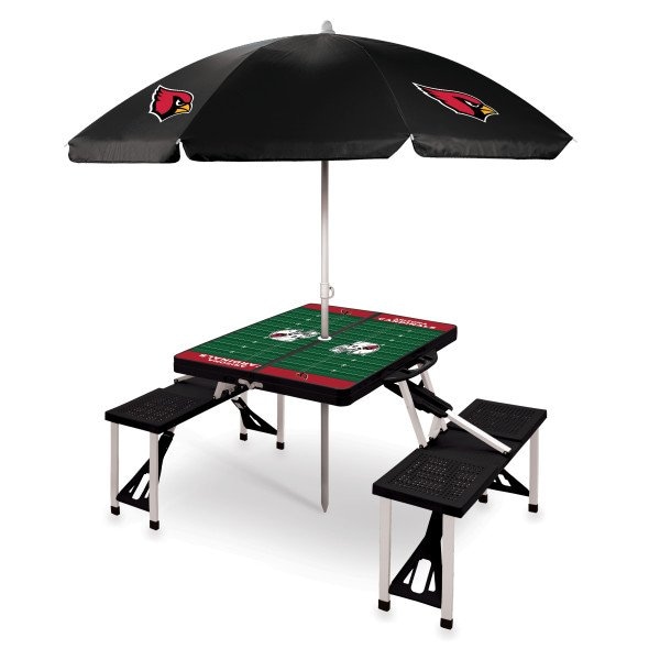 Picnic Time Family Of Brands Arizona Cardinals - Picnic Table Portable Folding Table with Seats and Umbrella, (Black) 811-02-175-015-2 - main