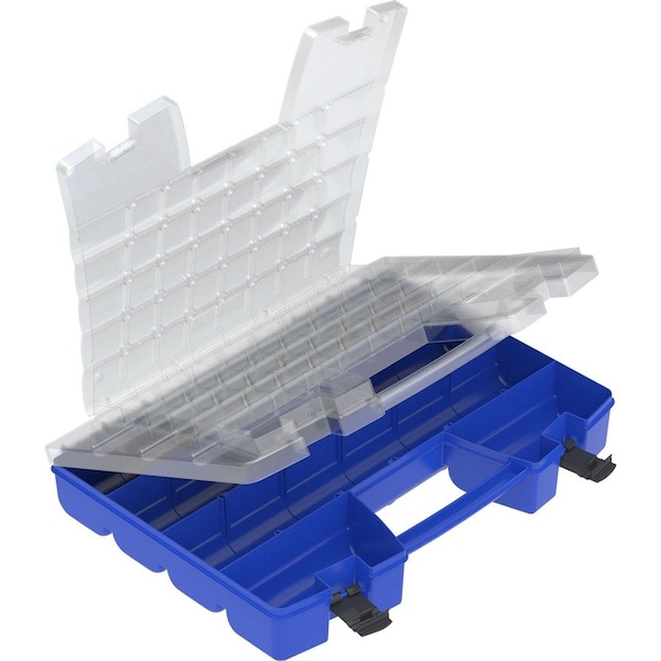 Akro-Mils Portable Organizer, 13-3/8"x18-1/4"x3-5/8", BE Base/CL Lid AKM06118 - main
